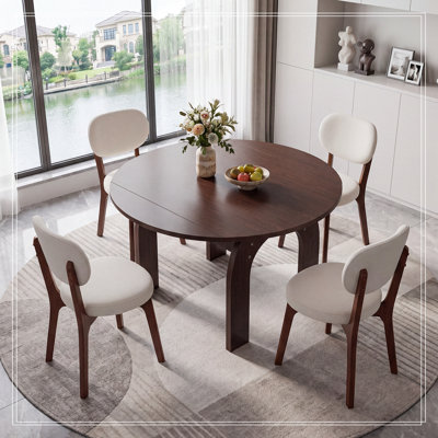 Ensemble de 5 chaises à rallonge en bois avec 4 chaises rembourrées Karoline