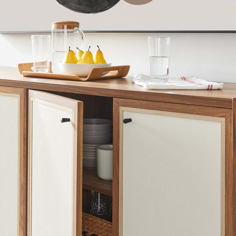 Capri 65" Wood Grain Sideboard Storage Cabinet In Walnut