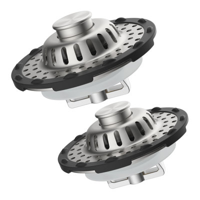 2PCS Universal Metal Bathtub Drain Stopper, with Top Hair Catcher, Stainless Steel