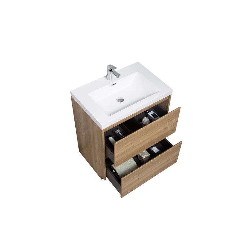 Meuble-lavabo autoportant Angela, Naturel