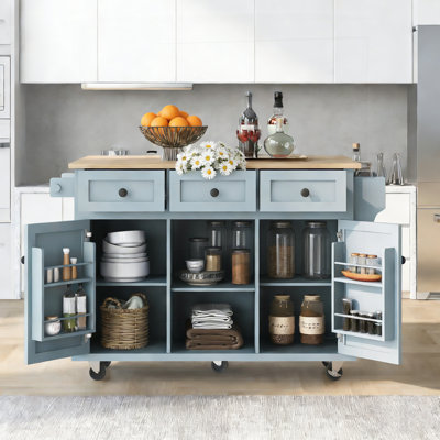 Versatile Kitchen Cart with Drop-Leaf Countertop, Adjustable Storage, and Dual Mobility Options for Modern Homes.