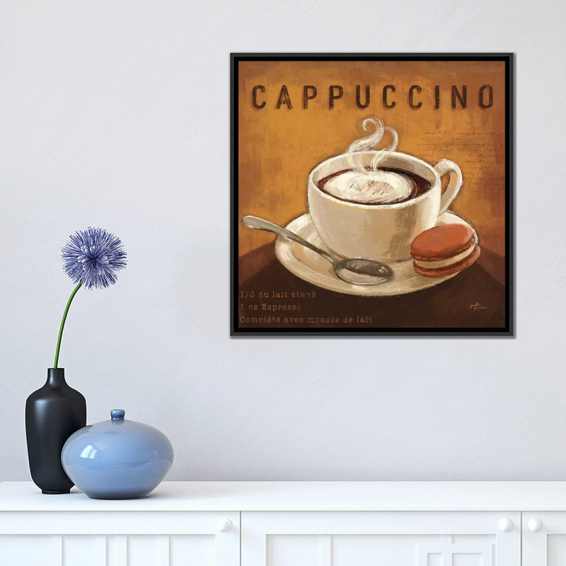 «Coffee and Co. I», affiche vintage sur toile, H 18 po x l 18 po x P 1,5 po, Toile avec cadre noir, Pas de tapis