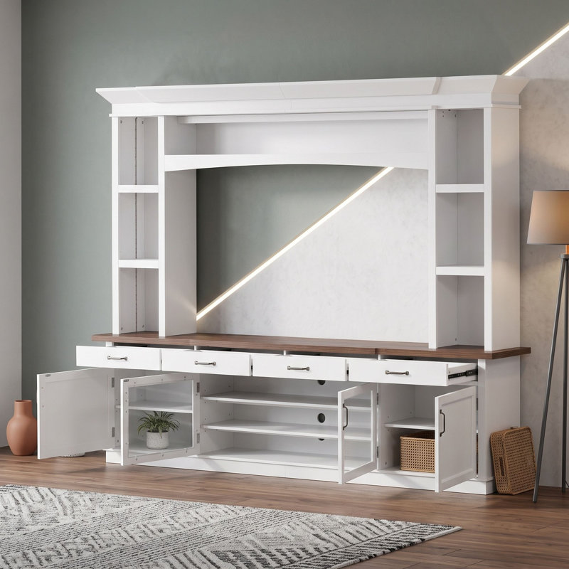 Meuble télé avec éclairage DEL 7 couleurs, White