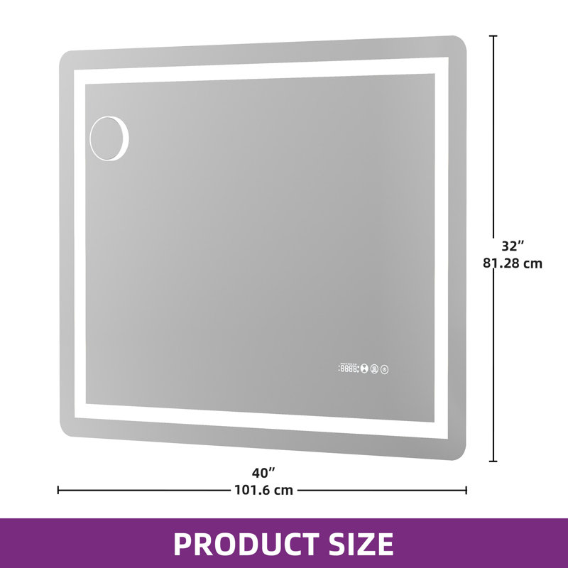 32'' Smart LED Bathroom Mirror with IR Sensor, 32" x 40"