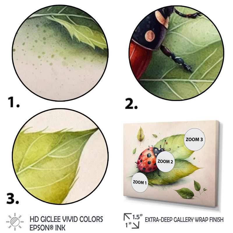" Ladybug On A Leaf ", 40" W x 30" H, Black Floater Framed Canvas