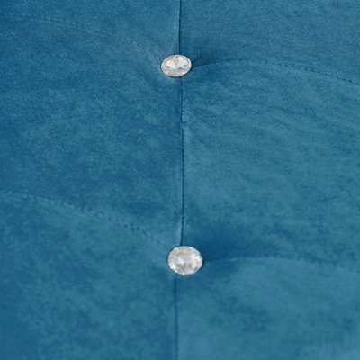 Banc de rangement en velours doux de 62,2 pouces avec boutons en cristal et 1 coussin, pour chambre et salon (bleu).