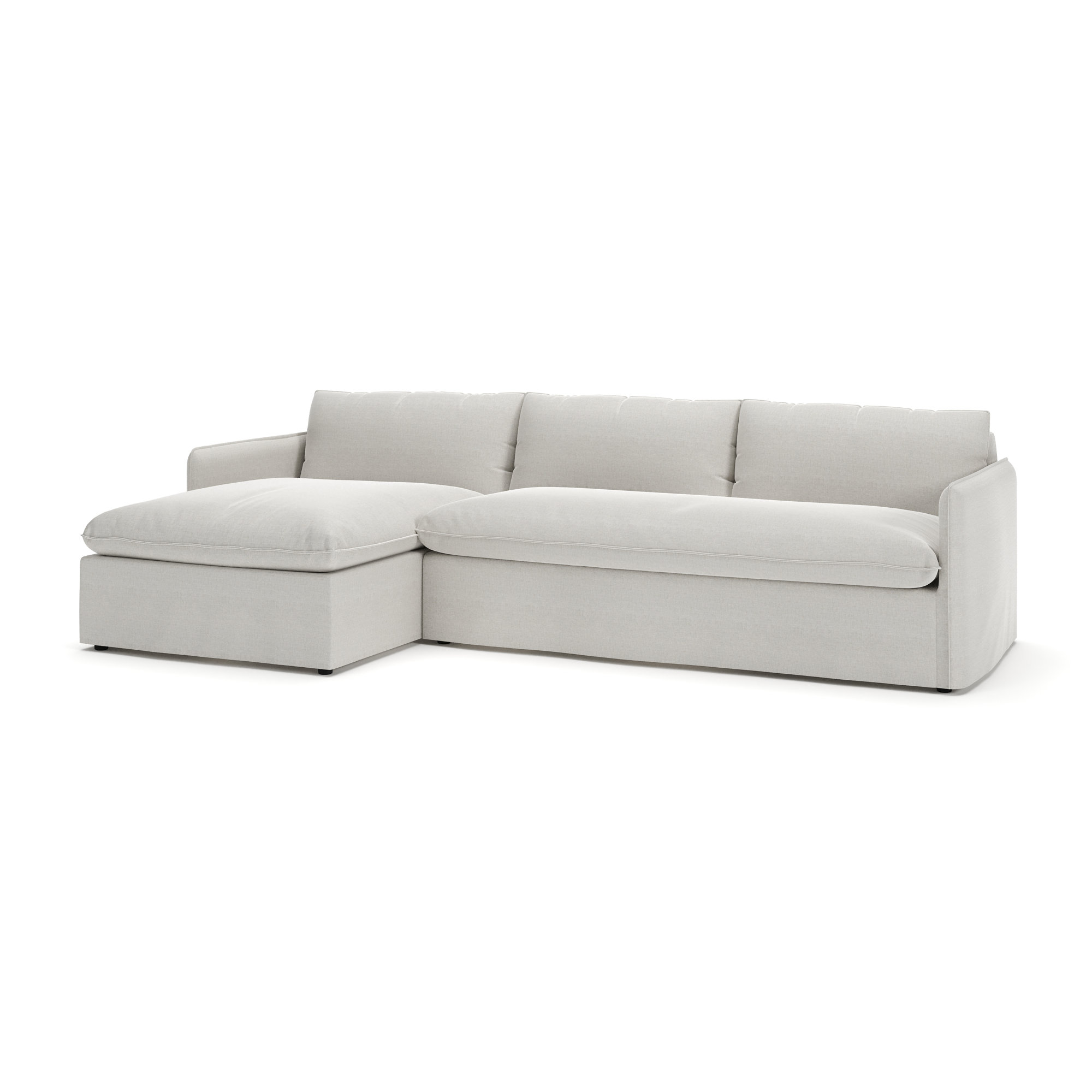 Bellatrix Upholstered L-Sectional, Drusky Ivory Sustain® Basketweave, Left Hand Facing