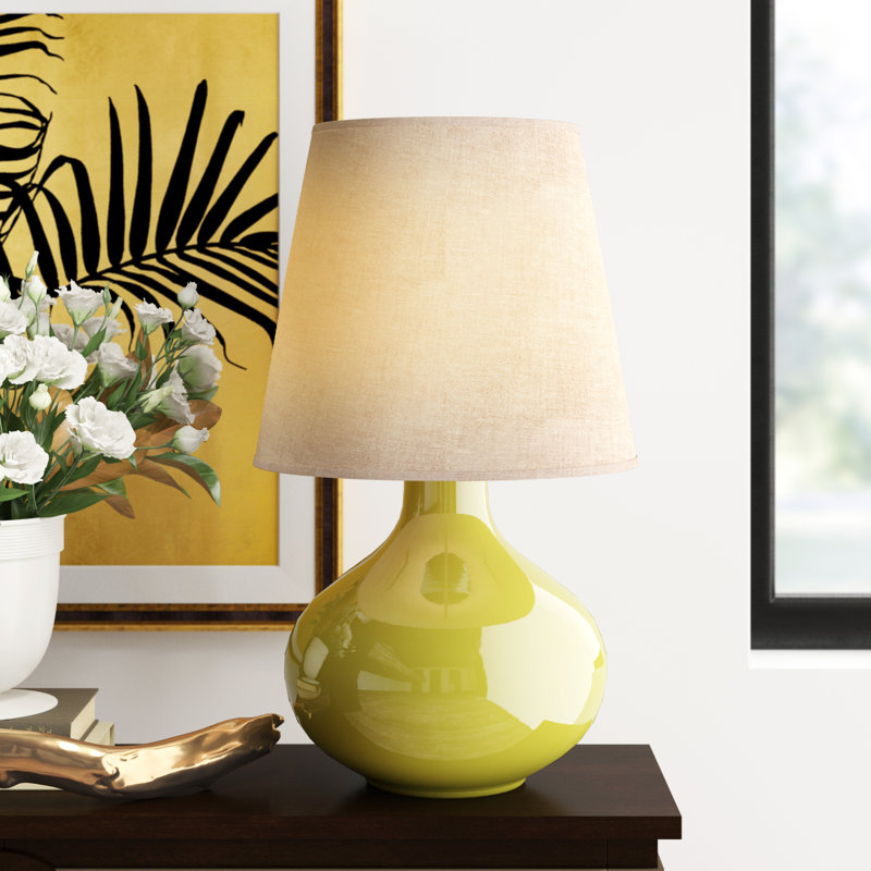 June Table Lamp, Oyster Linen, Rose Water Glazed