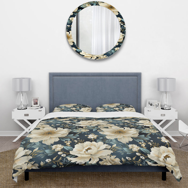 Literie V à motif contemporain, Housse de couette pour très grand lit et 2 très