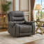 Fauteuil inclinable manuel Oby, dossier surpiqué, microfibre gris foncé
