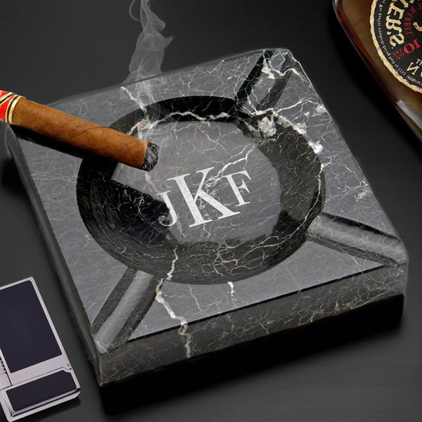 Home Wet Bar Black Square Marble Cigar Ashtray Indoor / Outdoor | Wayfair