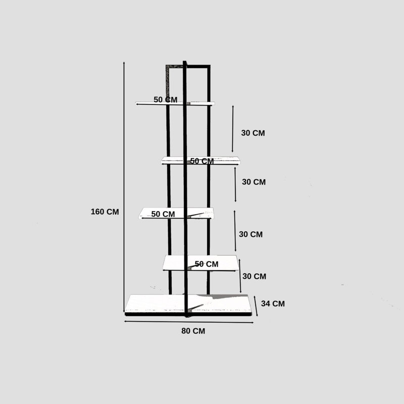 Aliona 80cm W Metal Shelving Unit, Natural/Black