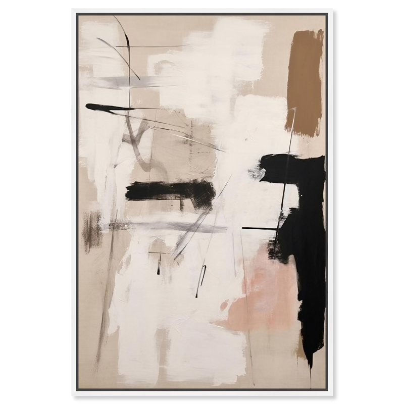 Strings of Love Canvas Muted Abstract Wall Art by Art Remedy, White Framed, 25" H x 17" W