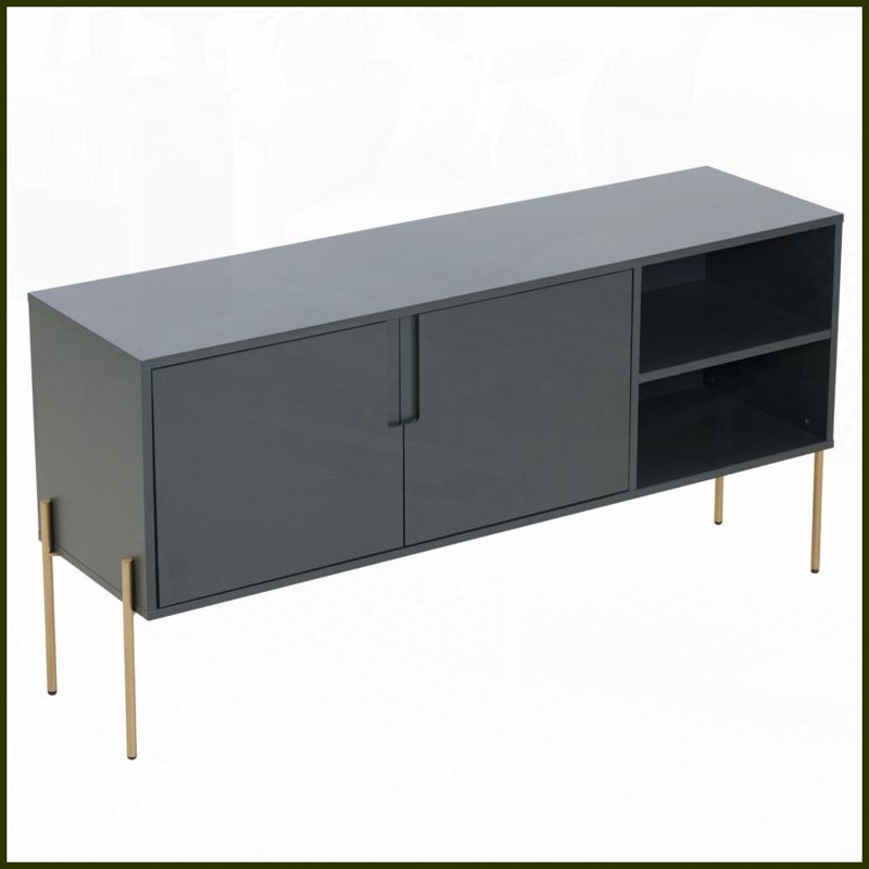 Table basse de style Mid-Century vert Buffet bahut, meuble télé de rangement de 64 po pour le salon, facile à assembler