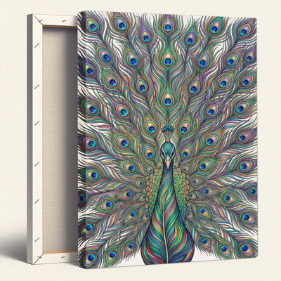 «Gallery Wrap», art mural sur toile pour le salon, la chambre à coucher, le bureau ou le vestibule - décoration murale décorative avec des plumes de paon