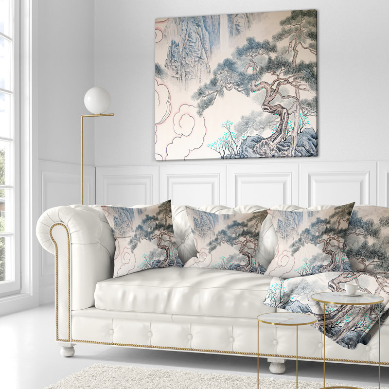 Coussin décoratif à motif floral chinois