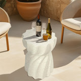Outdoor Side Table Bedside Concrete Accent Stand Garden Furniture