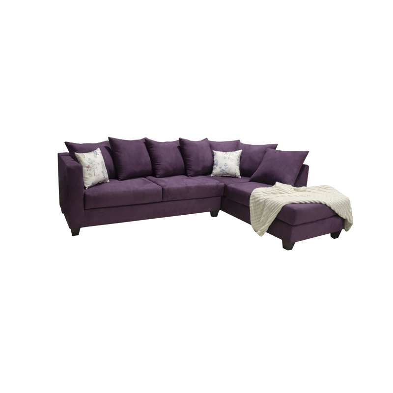 Westynn Corner Chaise Sectional in Microsuede, Purple Floral Polyester Blend