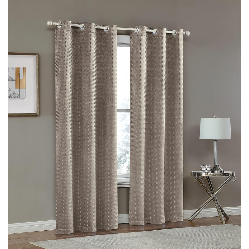 Paire de rideaux occultant pour œillets pour chambre à coucher, Taupe, L 38 po x L 96 po