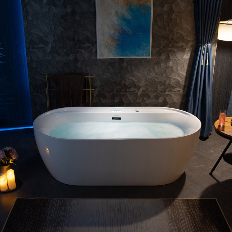 72'' x 35.38'' Freestanding Acrylic Bathtub, Matte White