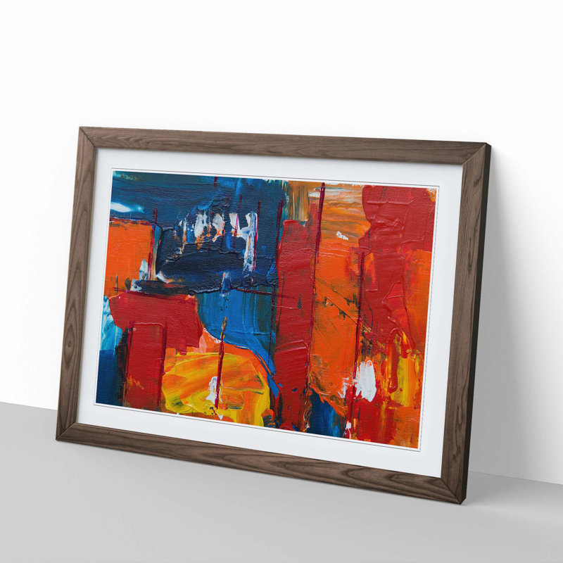 Abstract Art Painting Vol.334 by S.Johnson - Framed Print, 27cm H x 36cm W x 2cm D, Walnut Framed