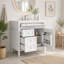 Meuble-lavabo de 91 cm (36 po) avec lavabo en céramique, meuble autoportant avec 2 tiroirs et un tiroir basculant, structure en bois massif et MDF, style rétro, bleu-414757070