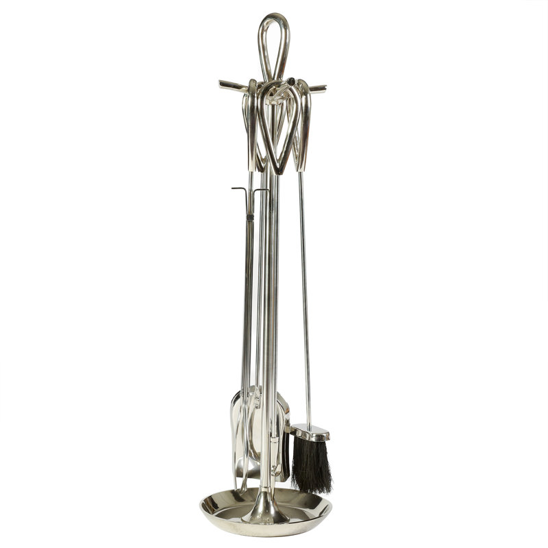 Alexeis Iron Fireplace Tool Set, Nickel