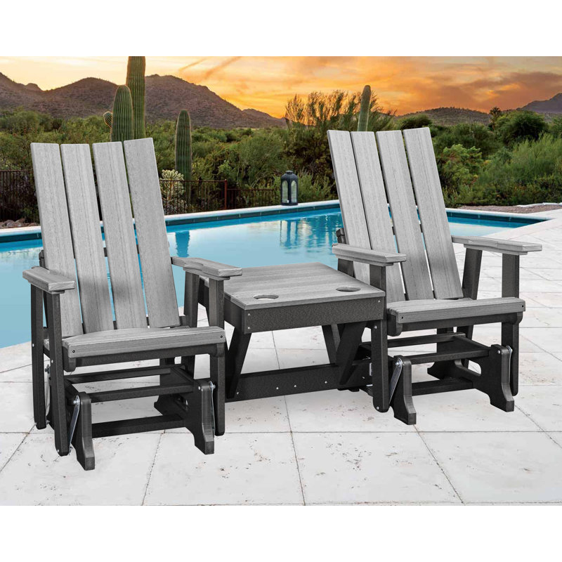 Double planeur avec table centrale sur une base, Gris clair / noir