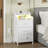 Nightstand With Outlets & LED Lights, End Table With3 Drawers & 2-Tier Open Shelf, Bedside Table For Bedroom-409030638