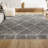 Cantera Shag Plush Tassel Moroccan Geometric Trellis Gray/Ivory Rug-842372488