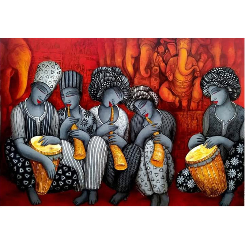 Rythme des instruments de musique | Acrylique sur toile | Par Samir Sarkar