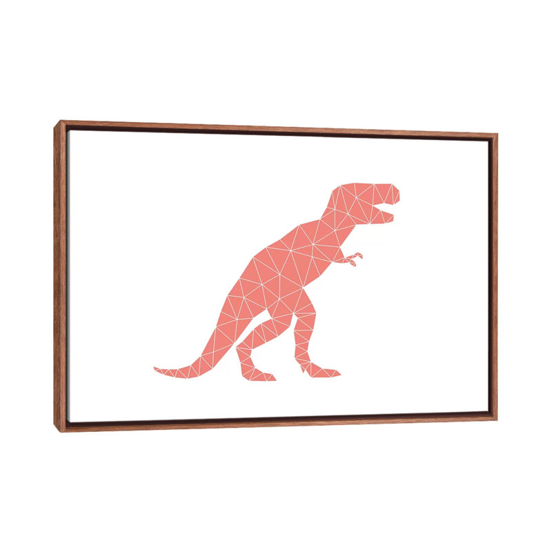 Geometric Dino T-Rex - impression d'art graphique, H 18 po x l 26 po x P 1,5 po, Toile avec cadre en bois classique