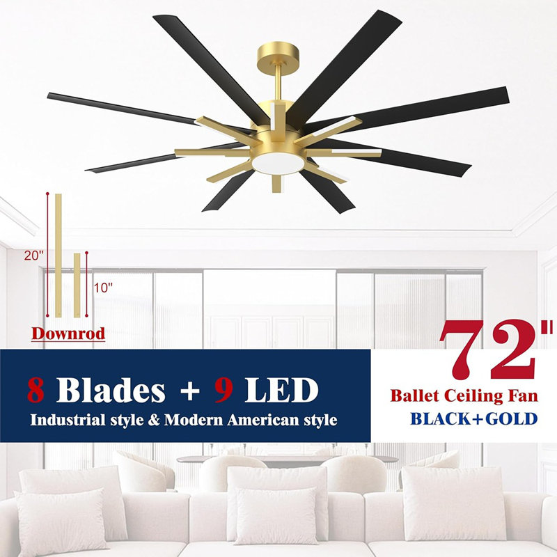 Ventilateurs de plafond de 72 pouces avec lumières et télécommande, intérieur / extérieur ...