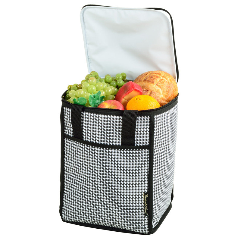Houndstooth Black and White Insulated Picnic Cooler Bag