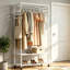 Heavy Duty Bamboo Clothes Rail Rack Garment Hanging Stand Corner Open Wardrobe