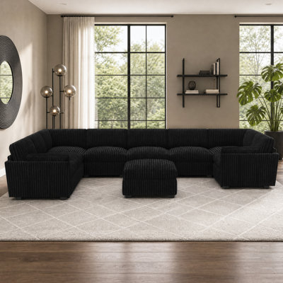 Canapé modulaire surdimensionné en U de 169,3 po Knaack et canapé de salon moelleux en velours côtelé