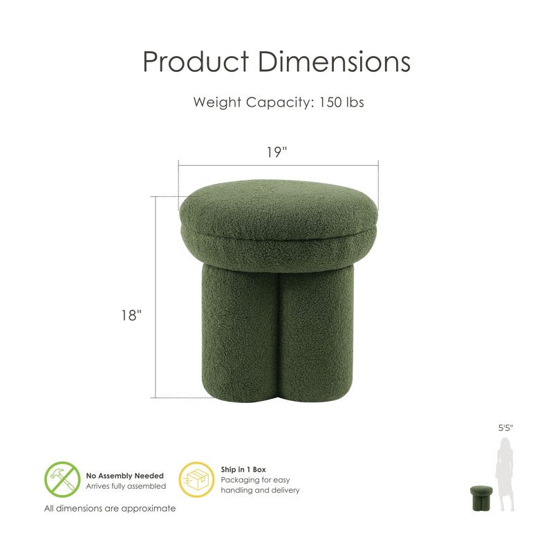 Baumann Mushroom Upholstered Ottoman, Green