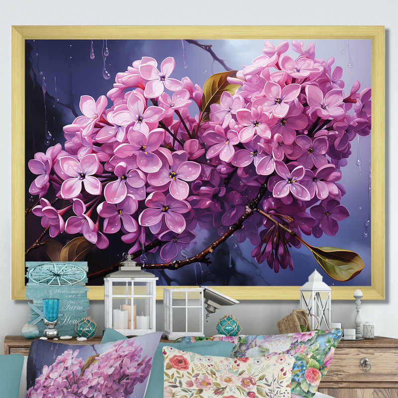 Lilas beauté dévoilé sur toile, H 30 po x l 40 po x P 1,5 po, Cadre doré simple
