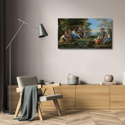 «Landscape with Diana and Her Nymphs Resting After the Hunt» par Filippo Lauri - Art mural sur toile tendue avec châssis