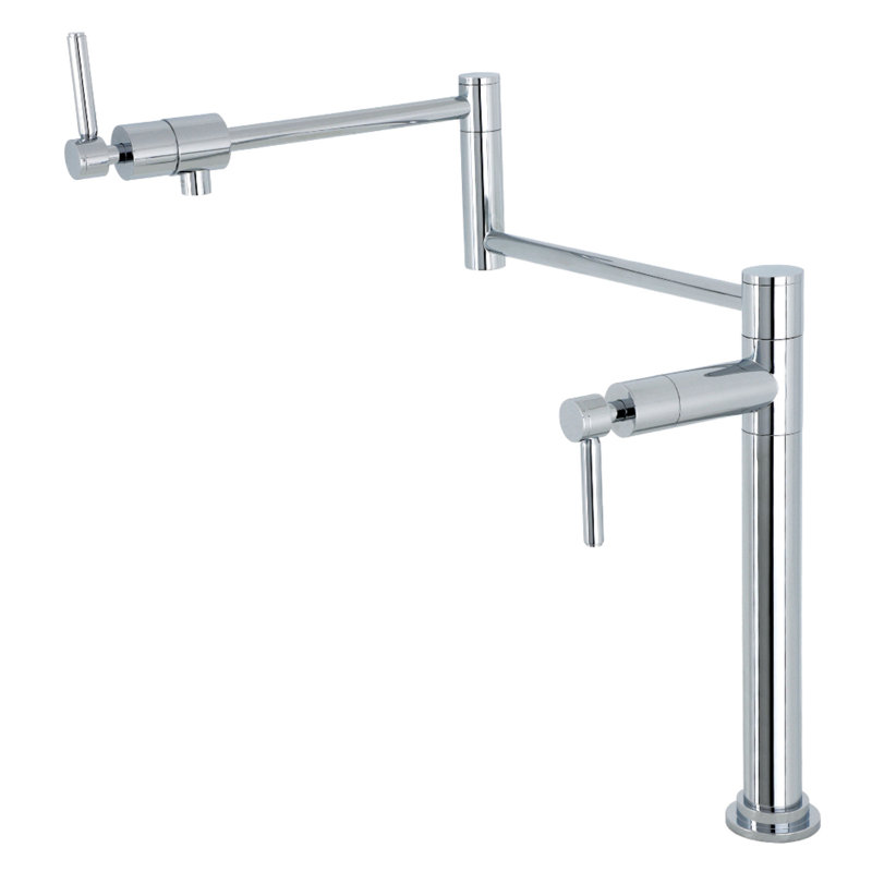 Kingston Brass Concord Two-Handle 1-Hole Deck Mount Pot Filler Faucet, Lever Handle, Polished Chrome