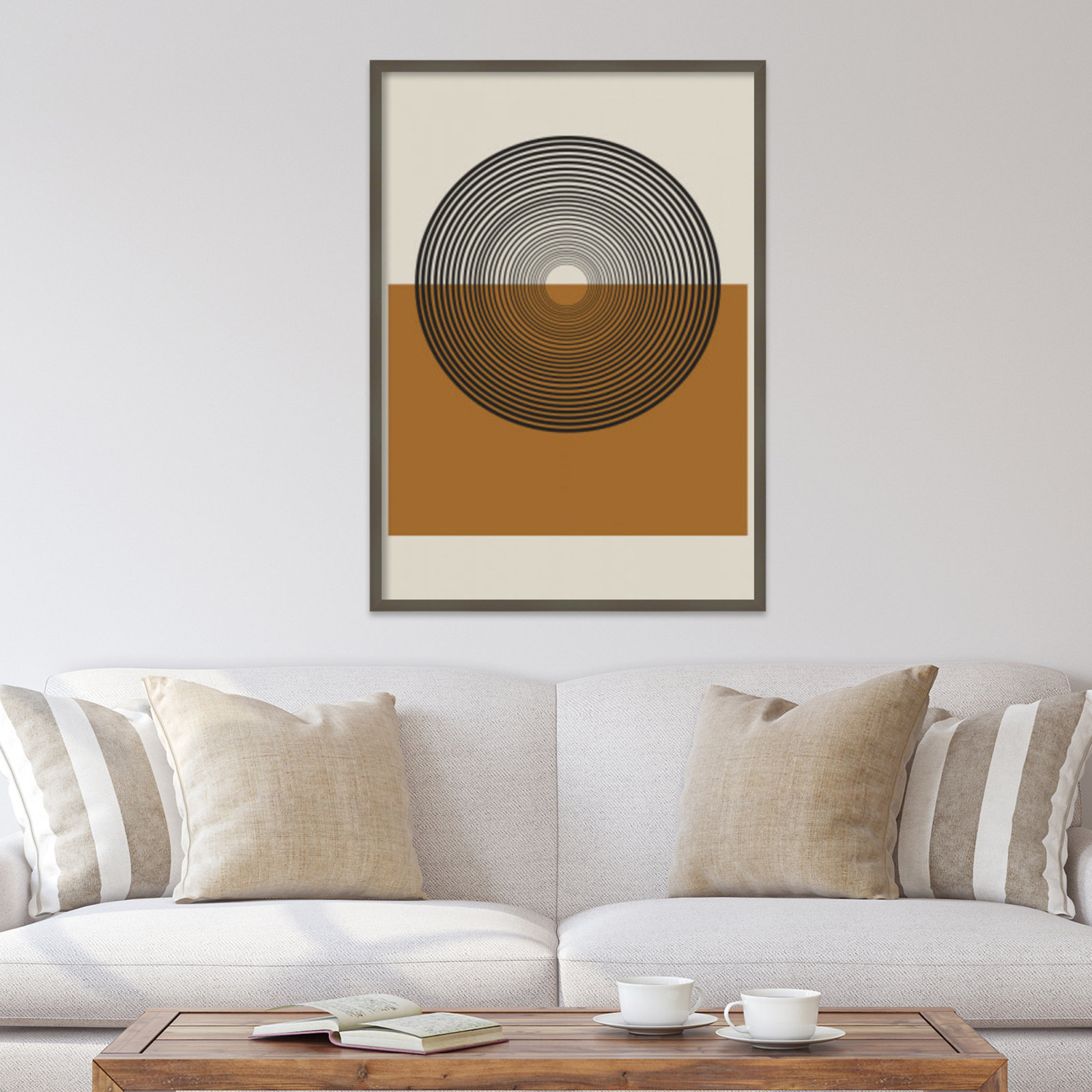 Retro Landscape Print, Gray, 41" H x 30" W x 1" D
