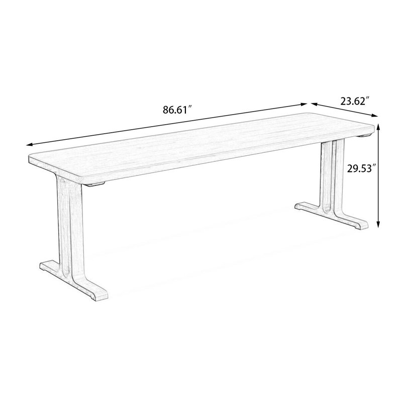 Bureau rectangulaire en bois massif Burlywood, H 29,53 po x l 86,61 po x P 23,62 po