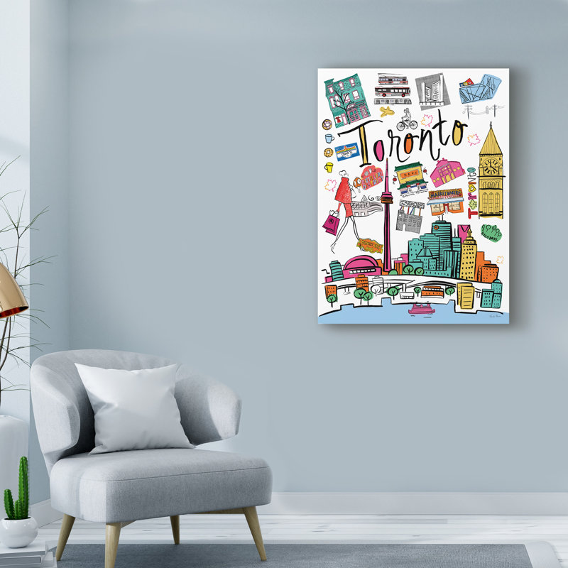 « travel toronto », art sur toile, H 32 po x l 24 po x P 2 po