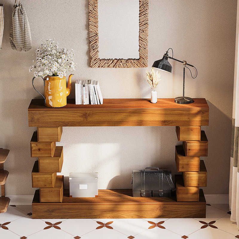 Console en bois avec tablette inférieure ouverte