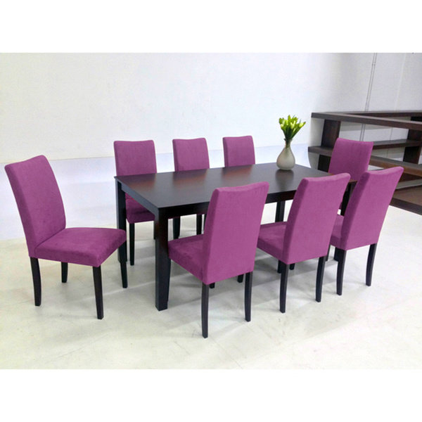 Juno 8 - Person Solid Wood Top Four Leg Dining Set, Purple