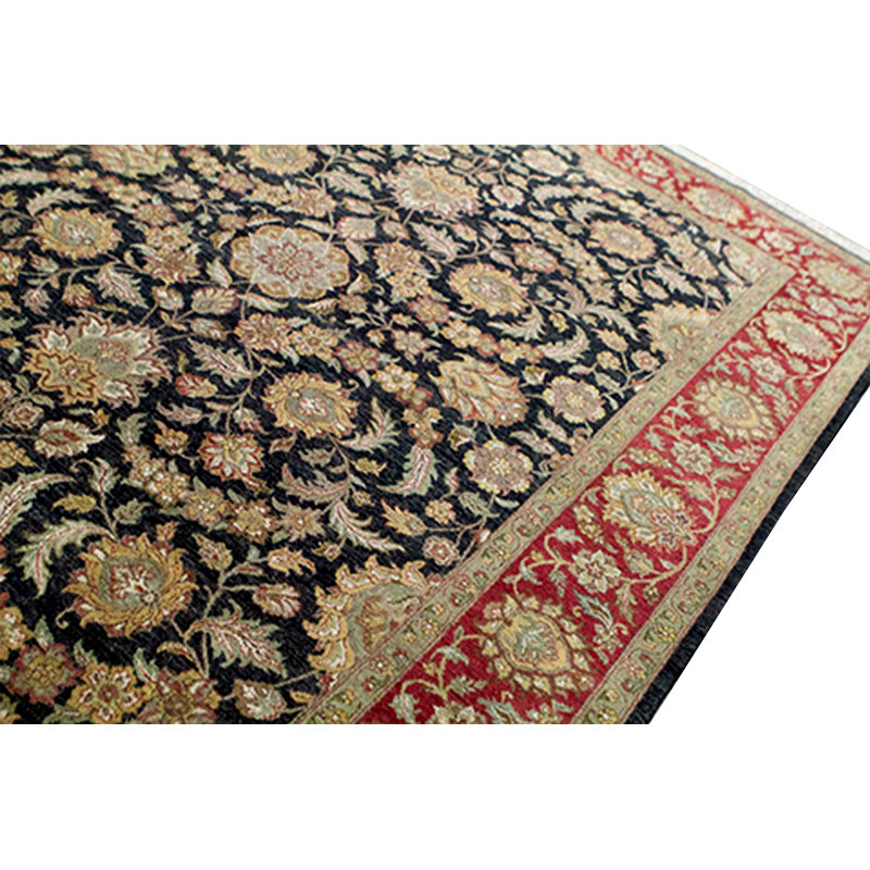 Tapis noir et rouge de haute qualité noué à la main