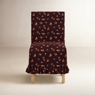 Louise Slipcover Dining Chair In Ditsy Dahlia Burgundy