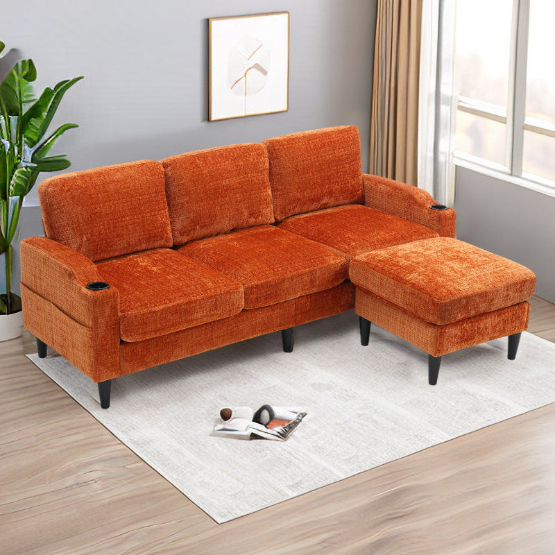 Adylynn 2 - Piece Upholstered Sectional, Orange Polyester