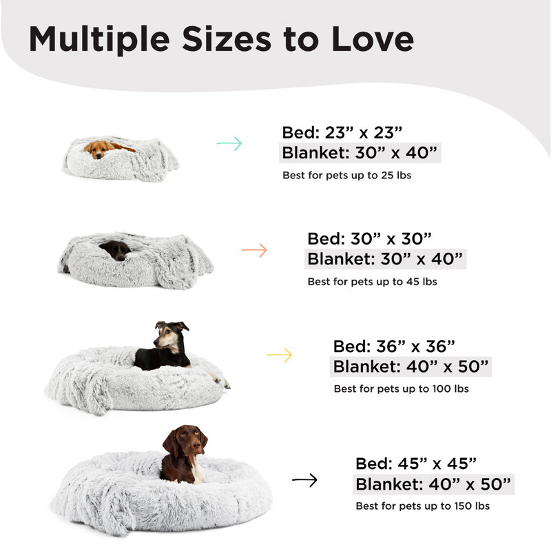 «Best Friends» par Sheri Bundle lit pour chat et chien à poil long original et apaisant, Small  (30" W x 30" D x 7" H)