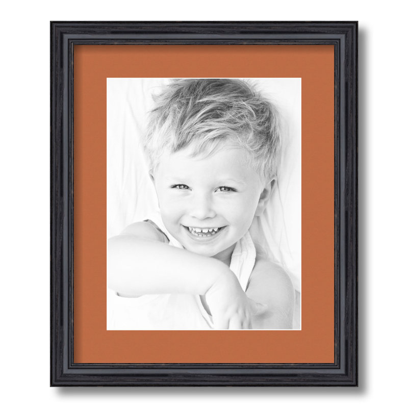 Wood Matte Picture Frame with Mat, Red Orange
